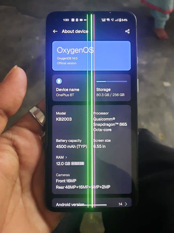 oneplus 8t 12/256 line in display 2