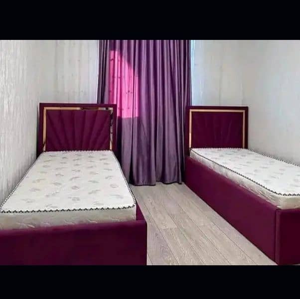 single bed, single poshish bed, wardrobe, dressing table, bed 0