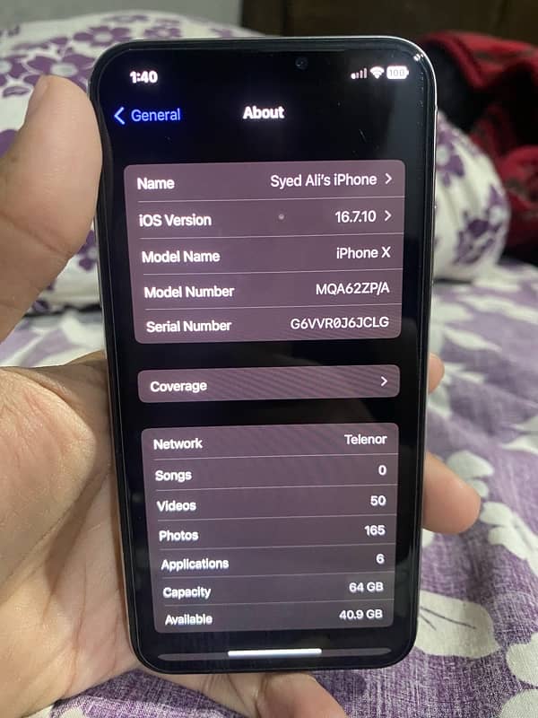 iPhone X 64GB PTA Approved with box 6