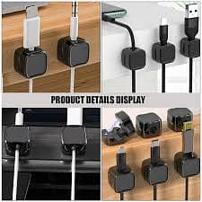 6pcs Cord Organizer Holder, Magnetic Desktop Cable Clip Management, H 2