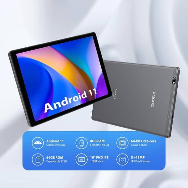 Tablet 10 inch Octa Core Tablet Android  11, 4/64 expandable upto 1 Tb 0