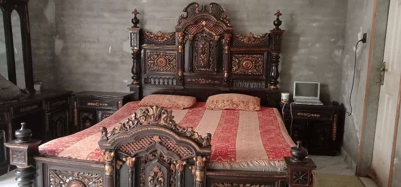 wooden bed set and dressing with two sides tables 4