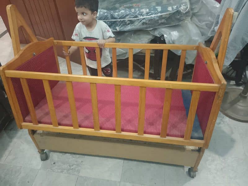 wooden baby cradle for sale in good condition 1