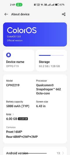 Oppo f19 saff mobile hai