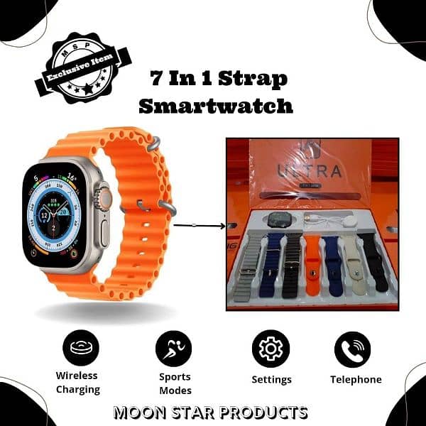 Multicolor Smart Watch with 7 Straps 1