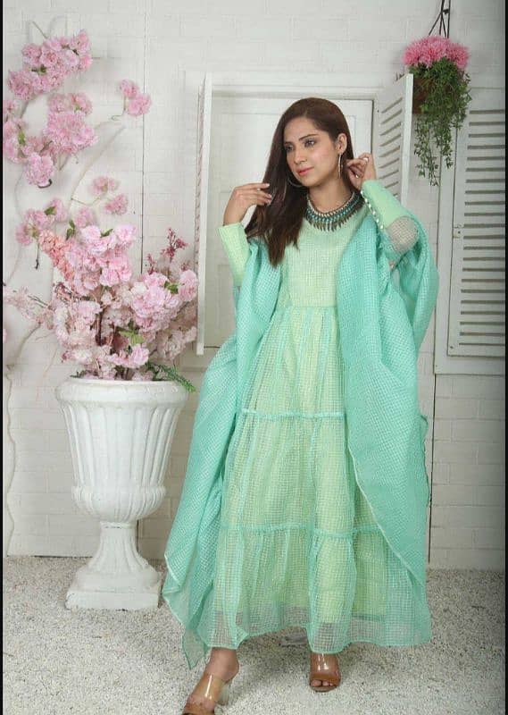 2 Pcs women's Unstitched organza Embroidered suite 0