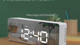 luxury  bedroom study mirror led digital display alarm clock