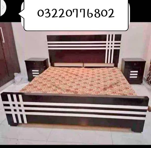 bed / double bed / king size bed / wooden bed / bed set / side tables 10