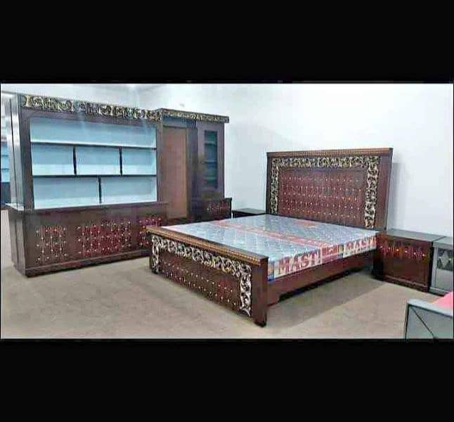 bed / double bed / king size bed / wooden bed / bed set / side tables 13