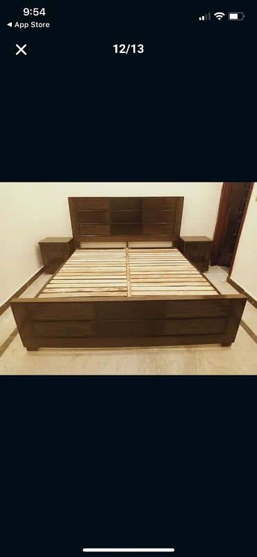 bed / double bed / king size bed / wooden bed / bed set / side tables 14