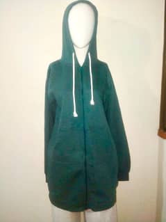 dark green long zipper hoodie