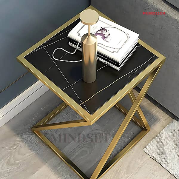 Modern Hexagonal Coffee Table, White Marble Top Side Table 4