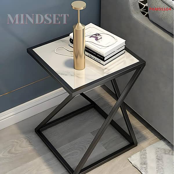 Modern Hexagonal Coffee Table, White Marble Top Side Table 6