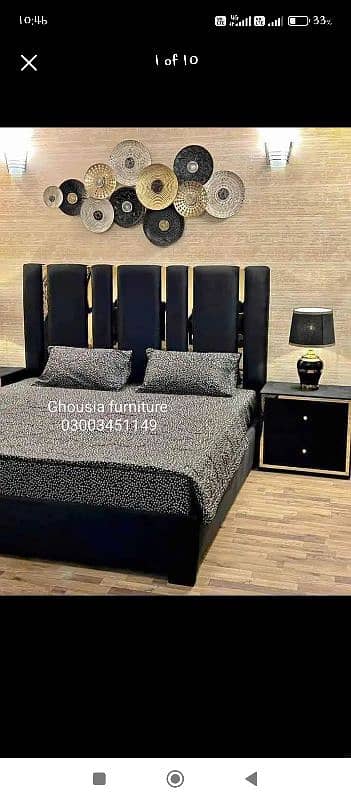 bed / double bed / king size bed / poshish bed / bed set / side table 4