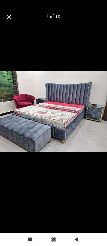 bed / double bed / king size bed / poshish bed / bed set / side table 7