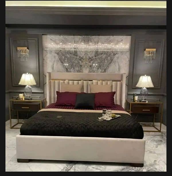 bed / double bed / king size bed / poshish bed / bed set / side table 9