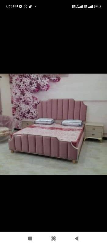 bed / double bed / king size bed / poshish bed / bed set / side table 13