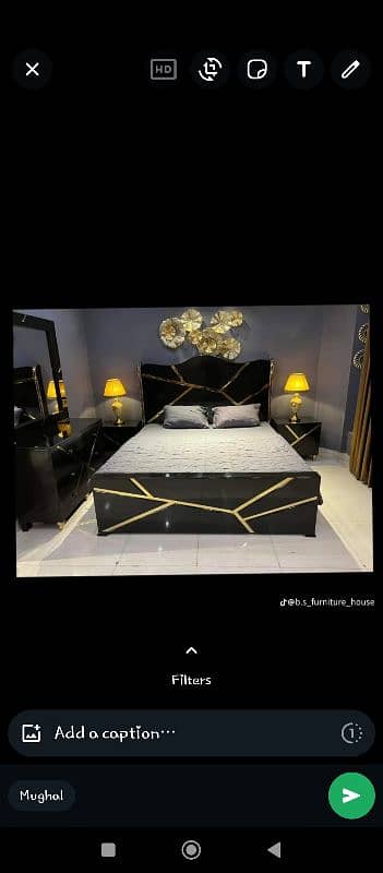 bed / double bed / king size bed / poshish bed / bed set / side table 14