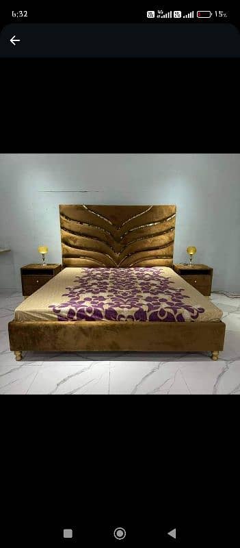 bed / double bed / king size bed / poshish bed / bed set / side table 15