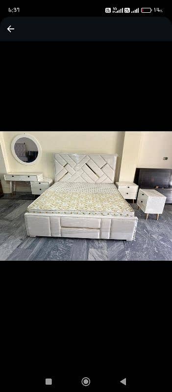 bed / double bed / king size bed / poshish bed / bed set / side table 17