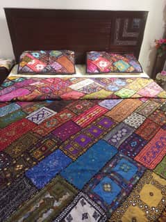 Fancy bedsheet with hand embroidery and mirror work