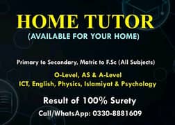 Home Tutor Available