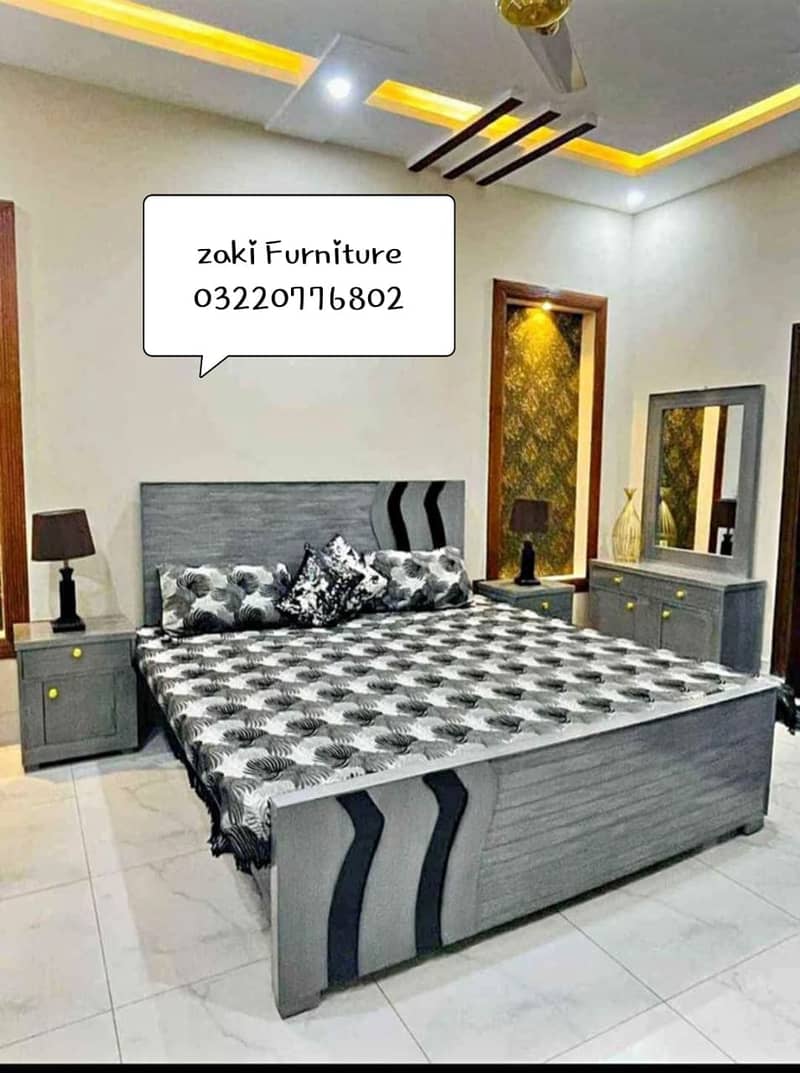 bed / double bed / king size bed / wooden bed / bed set / side tables 3