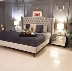 bed / double bed / king size bed / poshish bed / bed set / side table