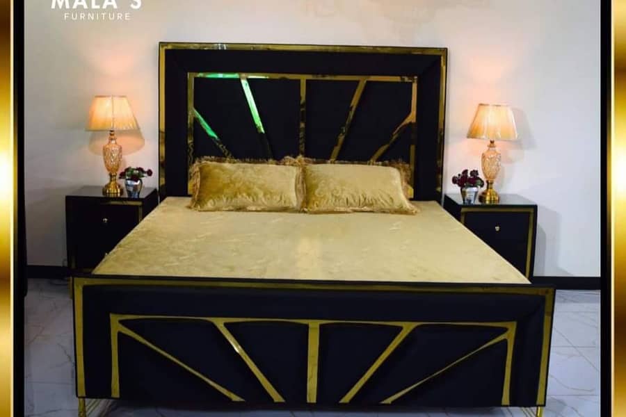 bed / double bed / king size bed / poshish bed / bed set / side table 8