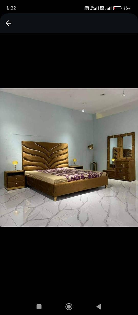 bed / double bed / king size bed / poshish bed / bed set / side table 15