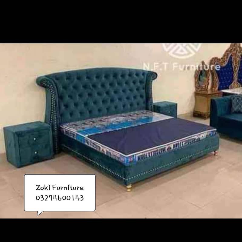 bed / double bed / king size bed / poshish bed / bed set / side tabl 12