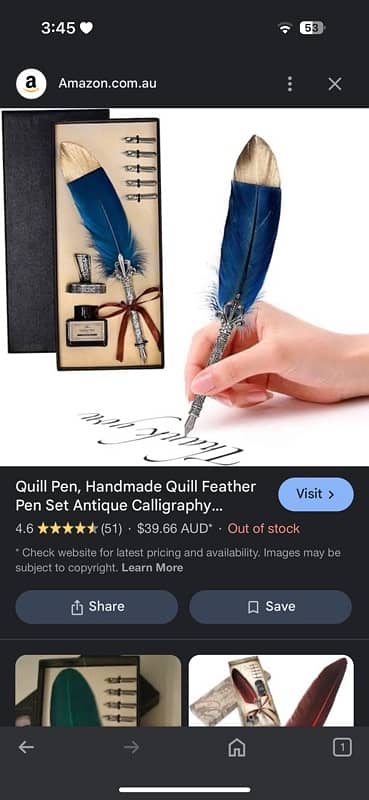 quill feather pen with ink set and nibs 1