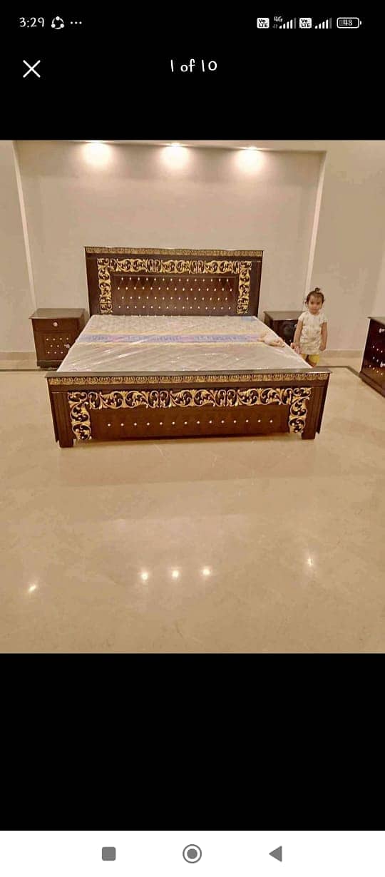 bed / double bed / king size bed / wooden bed / bed set / side tables 10