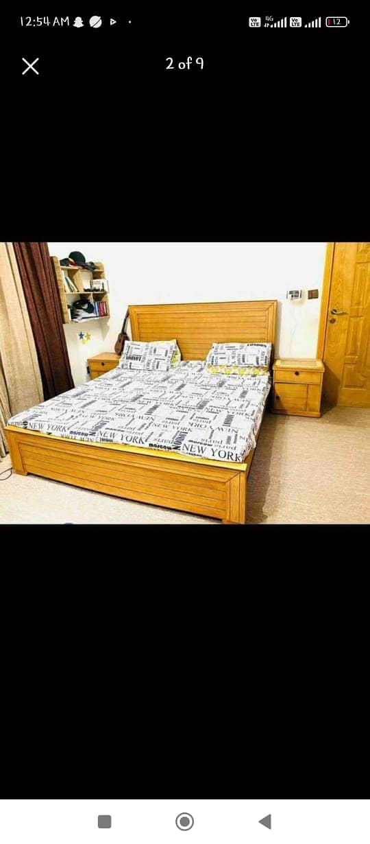 bed / double bed / king size bed / wooden bed / bed set / side tables 18