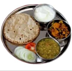 4-Piece Indian Thali Set - Stainless Steel with 3 Katori