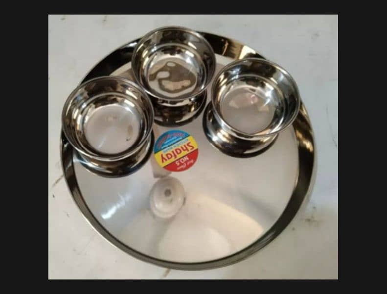 4-Piece Indian Thali Set - Stainless Steel with 3 Katori 2