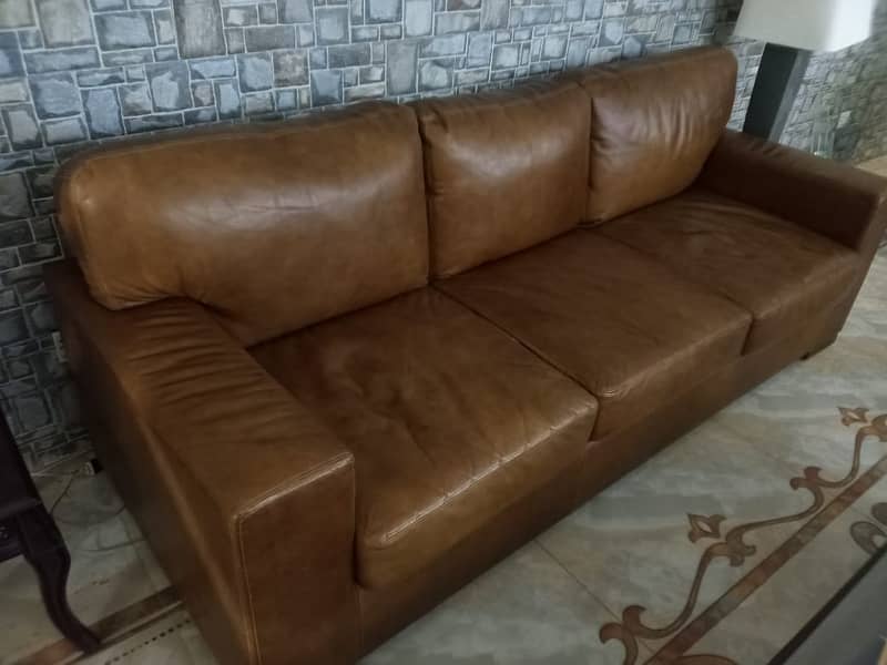 Original Cow Leather 5 Seater Sofa set for sale 4