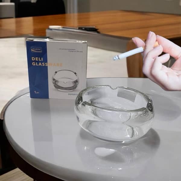 Durable Self Extinguishing Ashtray - 2-Piece Transparent White Set 2