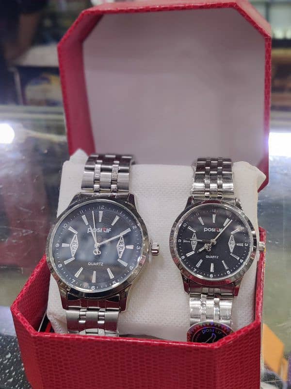 Positif Good Looking Dile Couple Watch With Steel Chain Watch 1