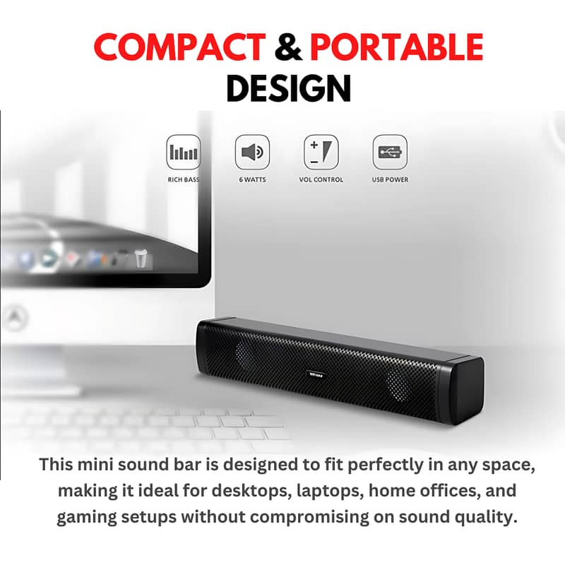 RGB USB Mini Sound Bar – Portable 2.1 Stereo Speaker for Laptop & Desk 4