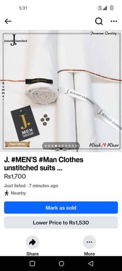 J. Man's unstitched Cotton suits