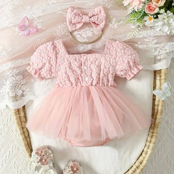 Baby's Elegant Flower Jacquard Princess Triangle BodySuit 0