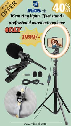 Ring light 26cm with  feet stand , mobile holder & mic