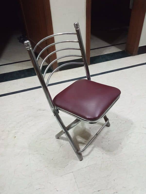 Folding chair stainless steel with leather seat 2