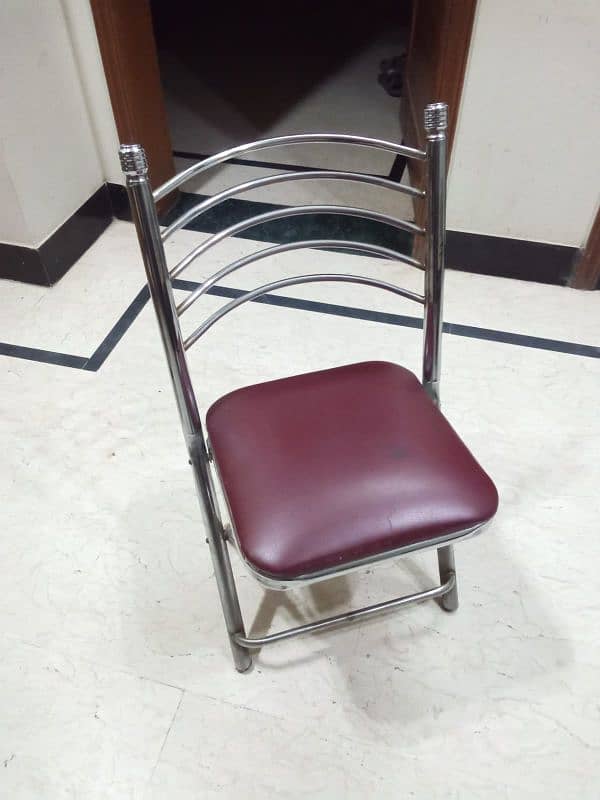 Folding chair stainless steel with leather seat 3