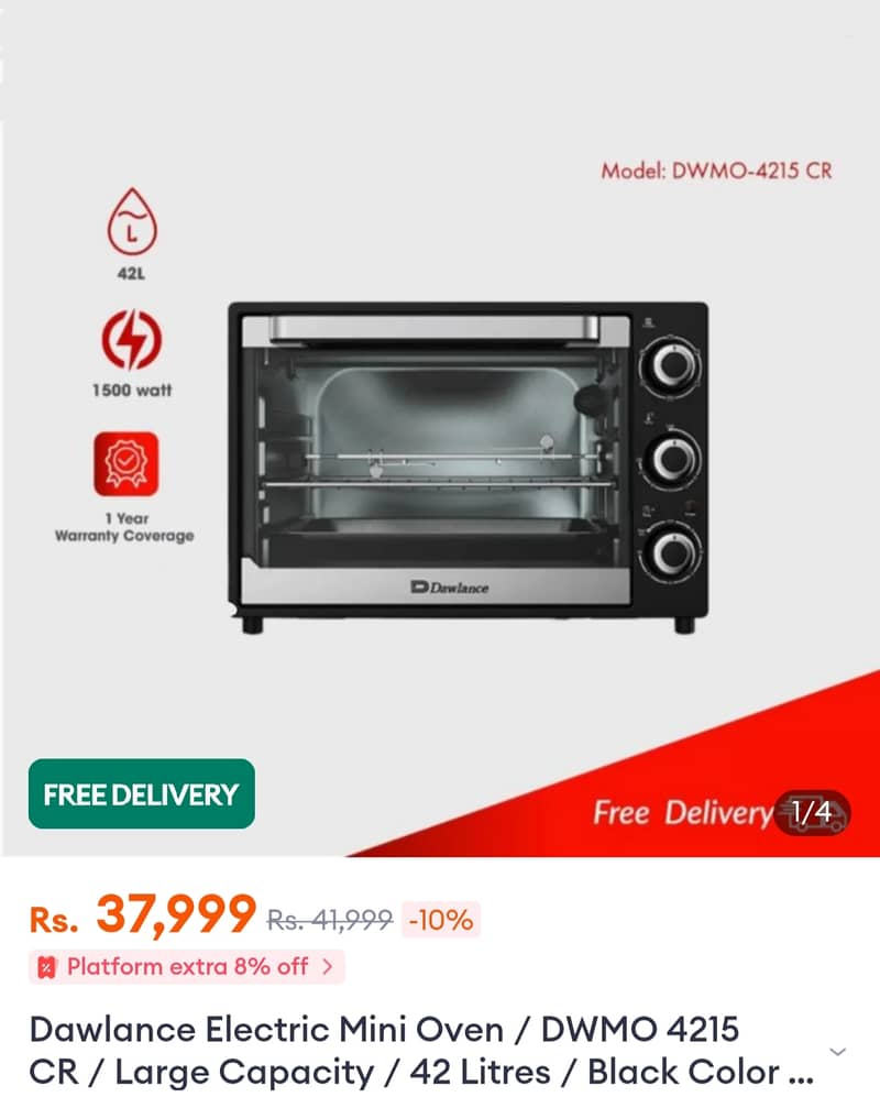 Dawlance Electric oven in new condition (not a single time used)DWMO 0