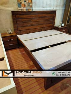 King size bed with 2 side tables best quality