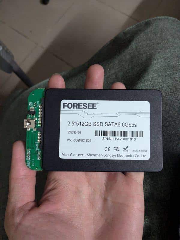 FORESEE 512GB SSD RAM for laptop with case + conecter+cable 1