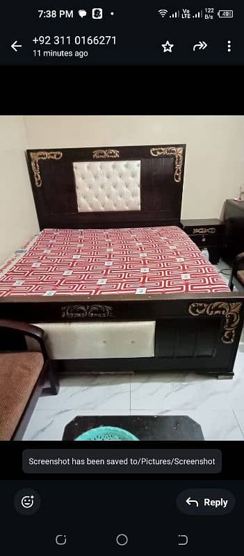 Bed set 2 side table dressing table and 4 seater sofa set 0