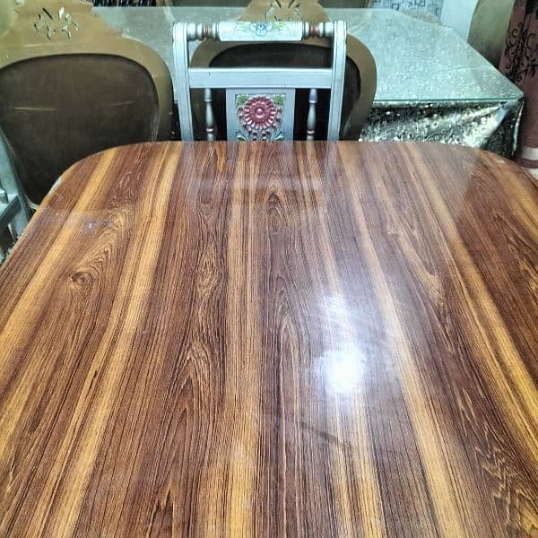 pure wooden dining table with eight chairs condition new jaisi 4